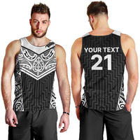 New Zealand Black Fern Custom Men Tank Top Maori Tukutuku Black-white Motif