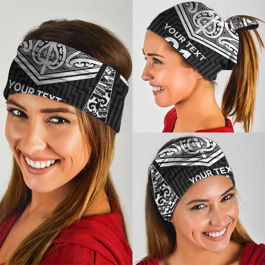 New Zealand Black Fern Custom Neck Gaiter Maori Tukutuku Black-white Motif - Polynesian Pride
