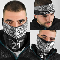 New Zealand Black Fern Custom Neck Gaiter Maori Tukutuku Black-white Motif - Polynesian Pride