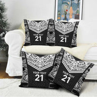 New Zealand Black Fern Custom Pillow Cover Maori Tukutuku Black-white Motif - Polynesian Pride