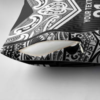 New Zealand Black Fern Custom Pillow Cover Maori Tukutuku Black-white Motif - Polynesian Pride