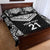New Zealand Black Fern Custom Quilt Bed Set Maori Tukutuku Black-white Motif