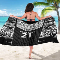New Zealand Black Fern Custom Sarong Maori Tukutuku Black-white Motif