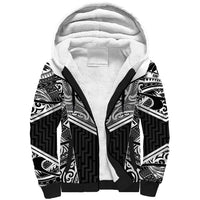 New Zealand Black Fern Custom Sherpa Hoodie Maori Tukutuku Black-white Motif