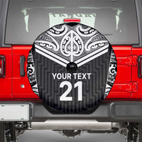 New Zealand Black Fern Custom Spare Tire Cover Maori Tukutuku Black-white Motif