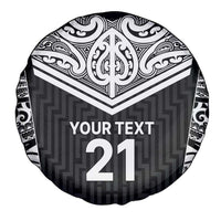 New Zealand Black Fern Custom Spare Tire Cover Maori Tukutuku Black-white Motif