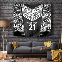 New Zealand Black Fern Custom Tapestry Maori Tukutuku Black-white Motif