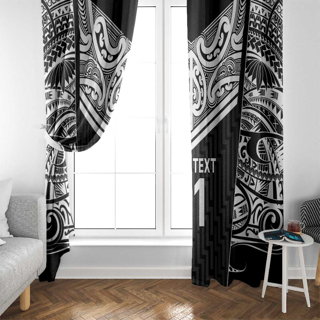 New Zealand Black Fern Custom Window Curtain Maori Tukutuku Black-white Motif