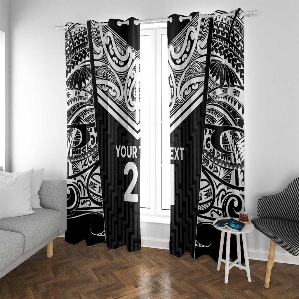 New Zealand Black Fern Custom Window Curtain Maori Tukutuku Black-white Motif