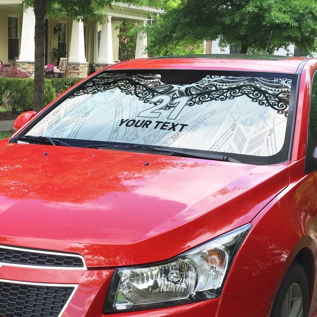New Zealand Koru Fern Custom Auto Sun Shade Simple Taniko Motif - Polynesian Pride