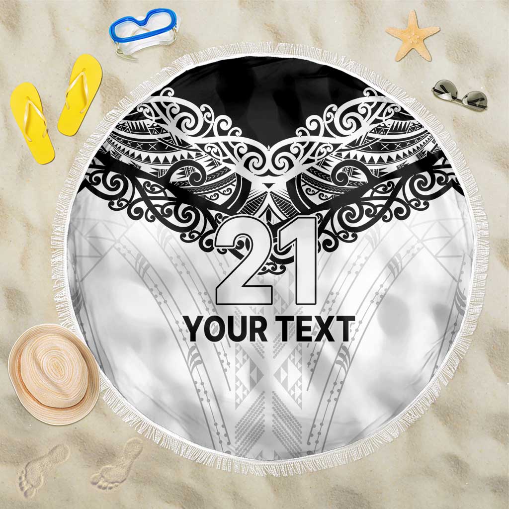 New Zealand Koru Fern Custom Beach Blanket Simple Taniko Motif