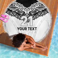 New Zealand Koru Fern Custom Beach Blanket Simple Taniko Motif