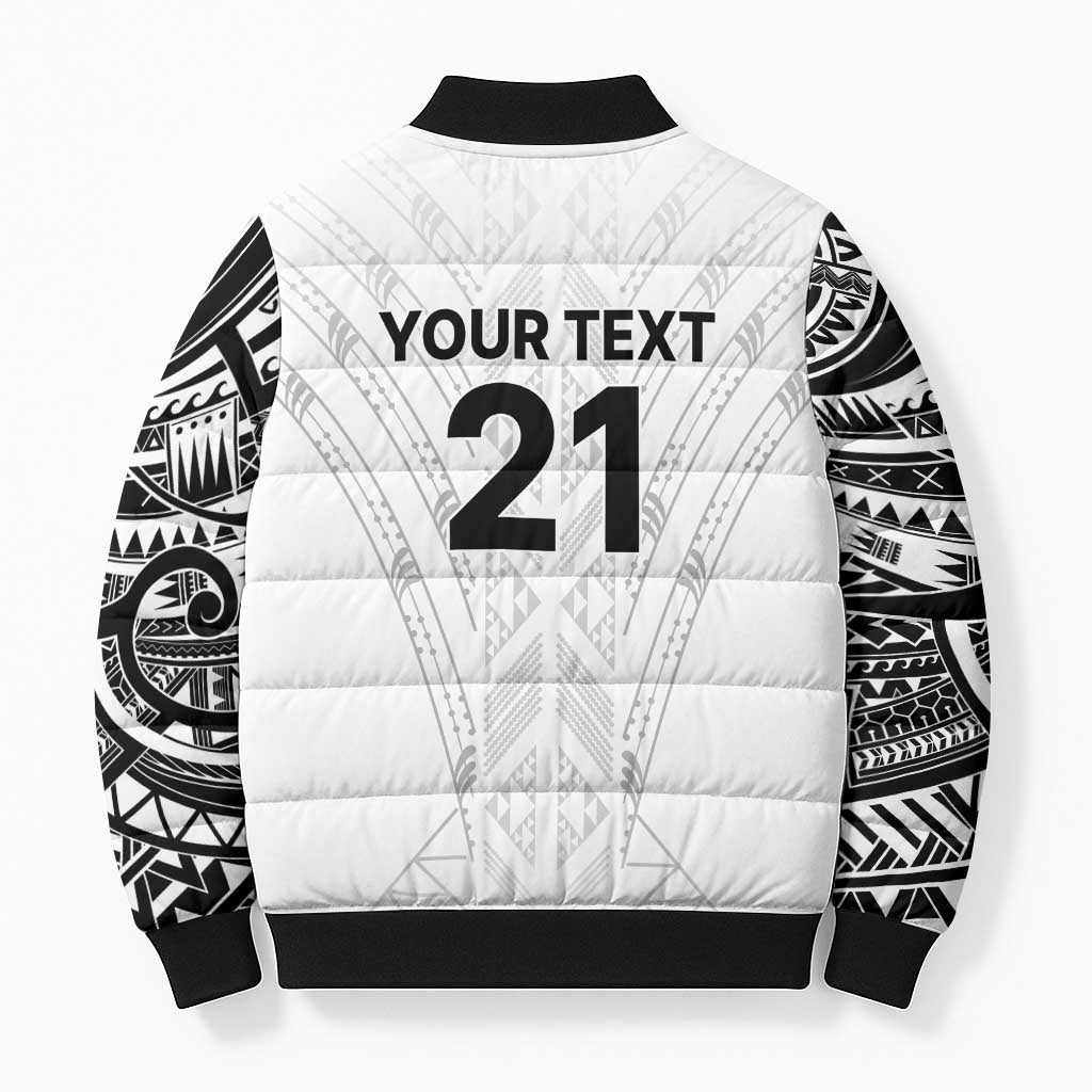 New Zealand Koru Fern Custom Bomber Puffer Jacket Simple Taniko Motif LT9 - Polynesian Pride