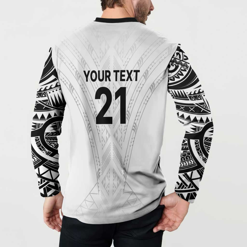 New Zealand Koru Fern Custom Button Sweatshirt Simple Taniko Motif