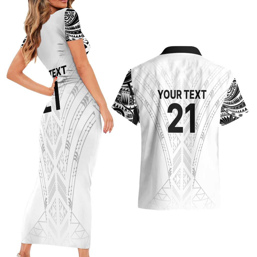 New Zealand Koru Fern Custom Couples Matching Short Sleeve Bodycon Dress and Hawaiian Shirt Simple Taniko Motif