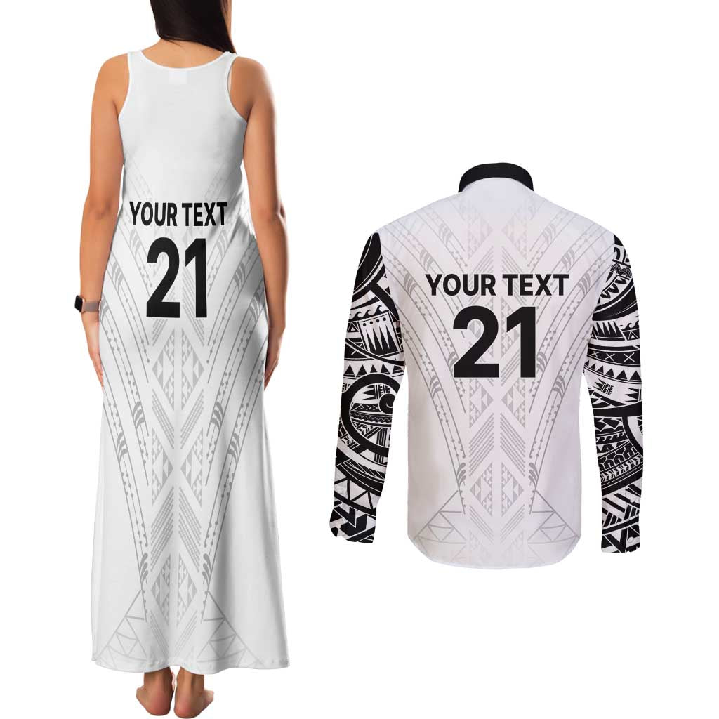 New Zealand Koru Fern Custom Couples Matching Tank Maxi Dress and Long Sleeve Button Shirt Simple Taniko Motif