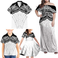 New Zealand Koru Fern Custom Family Matching Off Shoulder Maxi Dress and Hawaiian Shirt Simple Taniko Motif