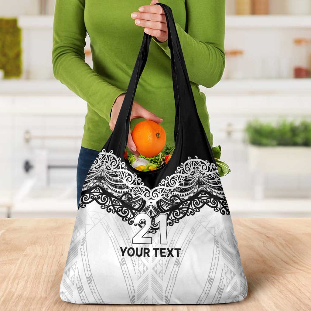 New Zealand Koru Fern Custom Grocery Bag Simple Taniko Motif