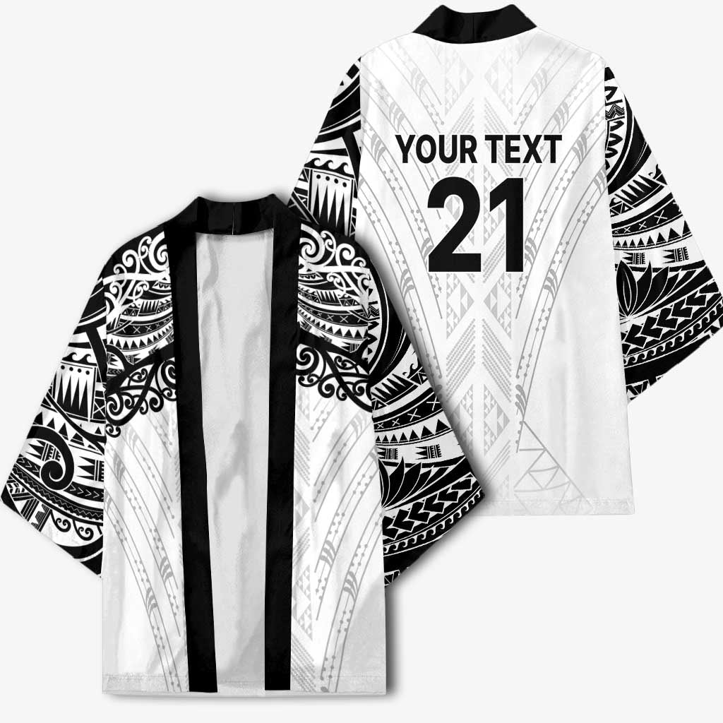 New Zealand Koru Fern Custom Kimono Simple Taniko Motif - Polynesian Pride