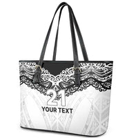 New Zealand Koru Fern Custom Leather Tote Bag Simple Taniko Motif