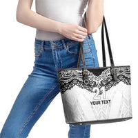 New Zealand Koru Fern Custom Leather Tote Bag Simple Taniko Motif