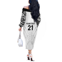 New Zealand Koru Fern Custom Off The Shoulder Long Sleeve Dress Simple Taniko Motif