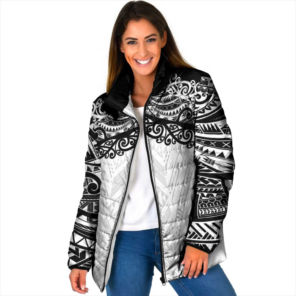 New Zealand Koru Fern Custom Padded Jacket Simple Taniko Motif - Polynesian Pride