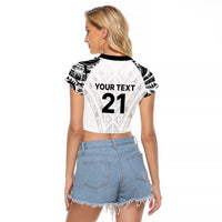 New Zealand Koru Fern Custom Raglan Cropped T Shirt Simple Taniko Motif