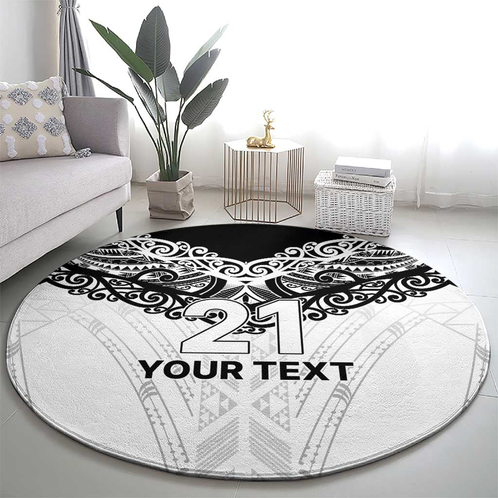 New Zealand Koru Fern Custom Round Carpet Simple Taniko Motif