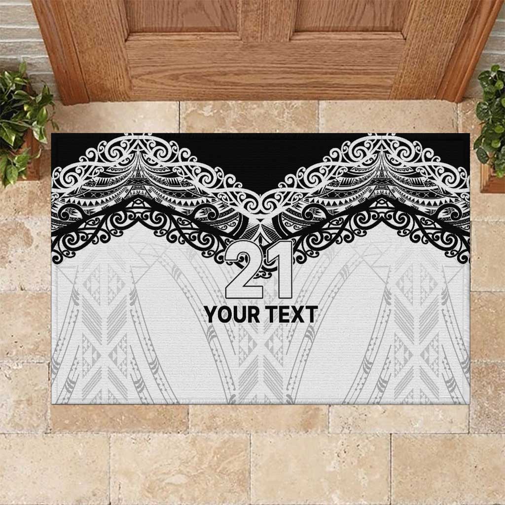 New Zealand Koru Fern Custom Rubber Doormat Simple Taniko Motif