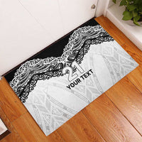 New Zealand Koru Fern Custom Rubber Doormat Simple Taniko Motif