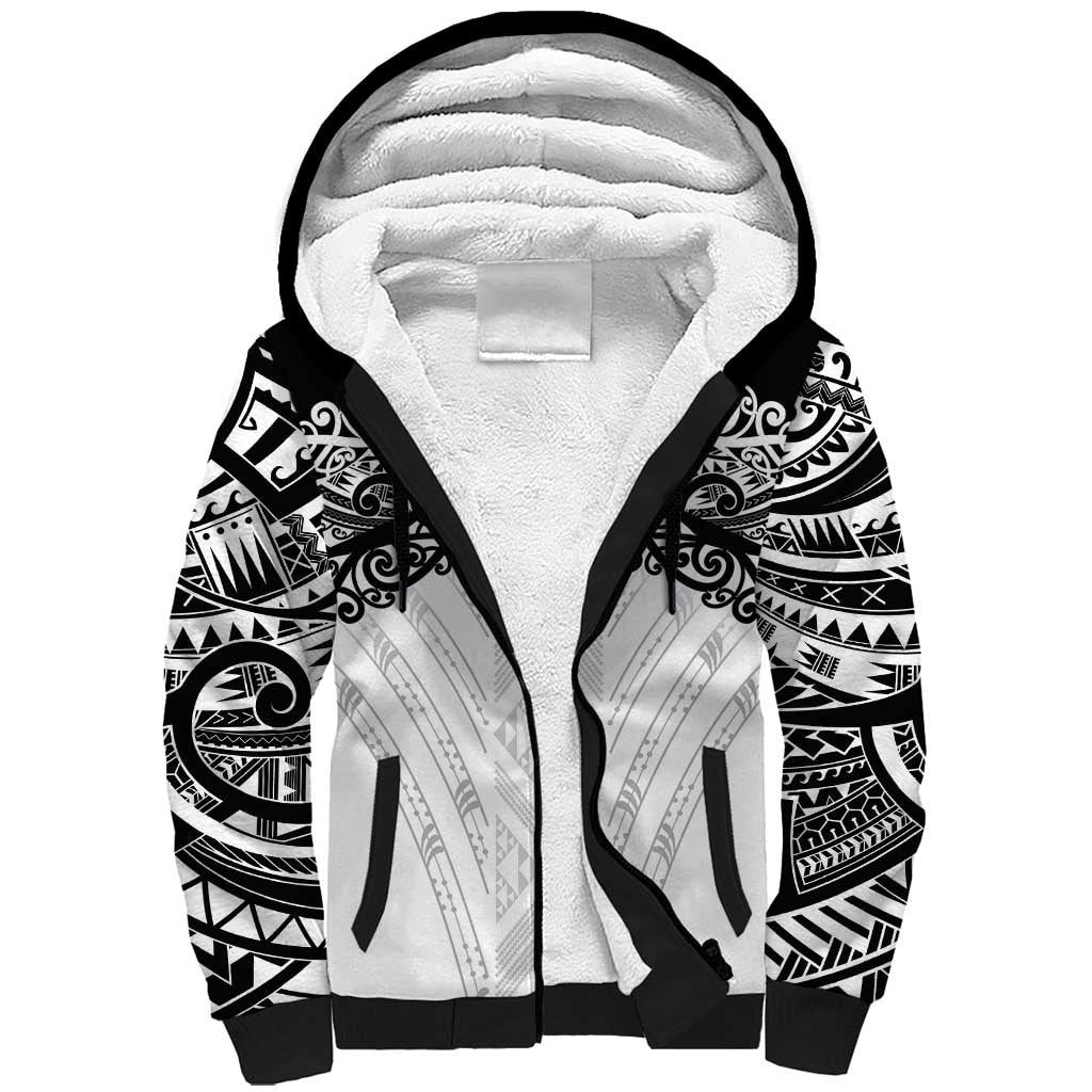 New Zealand Koru Fern Custom Sherpa Hoodie Simple Taniko Motif