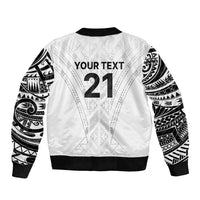 New Zealand Koru Fern Custom Sleeve Zip Bomber Jacket Simple Taniko Motif