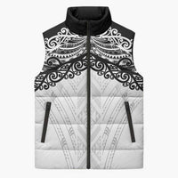 New Zealand Koru Fern Custom Sleeveless Puffer Jacket Simple Taniko Motif - Polynesian Pride
