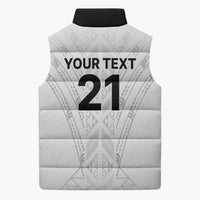 New Zealand Koru Fern Custom Sleeveless Puffer Jacket Simple Taniko Motif - Polynesian Pride