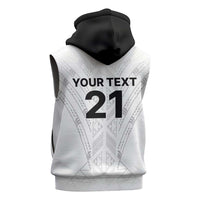 New Zealand Koru Fern Custom Sleeveless Zip Hoodie Simple Taniko Motif - Polynesian Pride