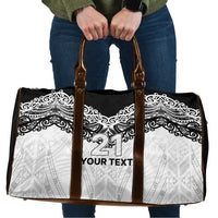 New Zealand Koru Fern Custom Travel Bag Simple Taniko Motif - Polynesian Pride