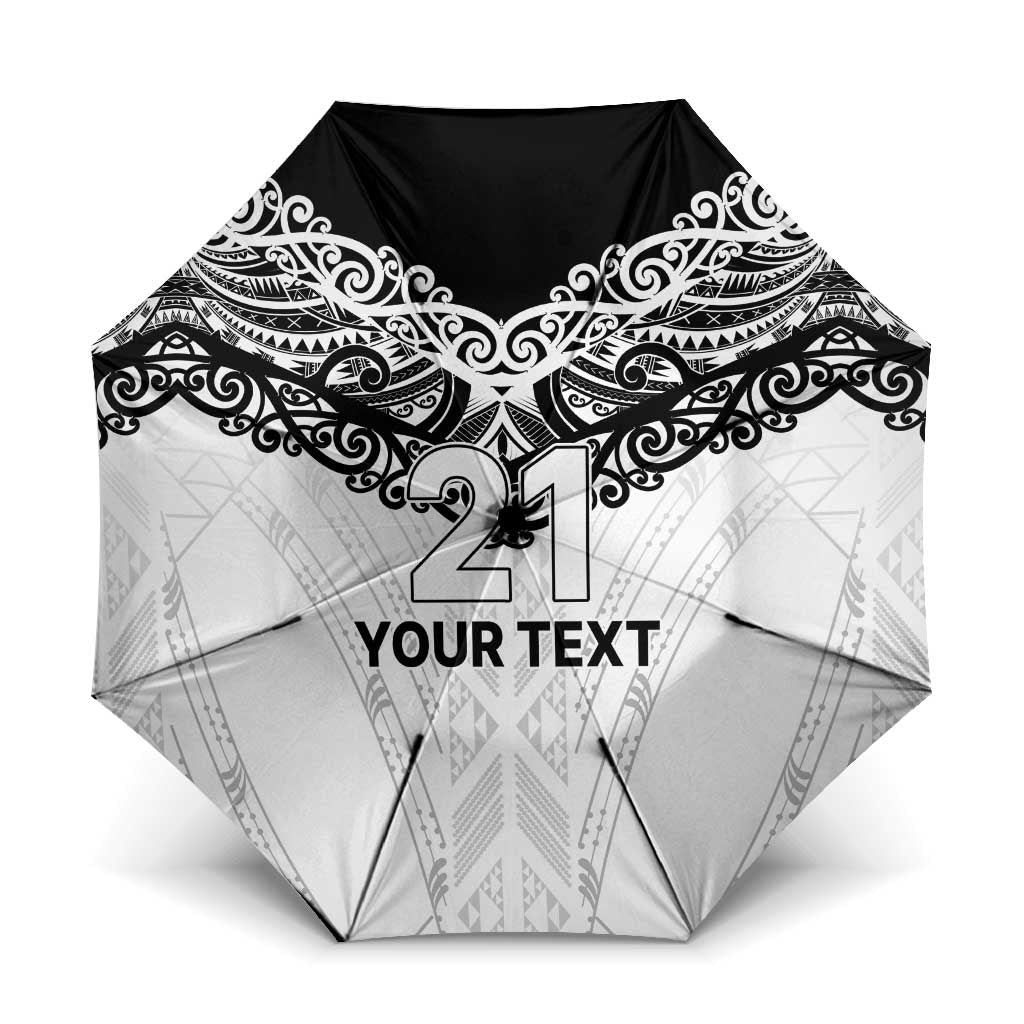 New Zealand Koru Fern Custom Umbrella Simple Taniko Motif - Polynesian Pride