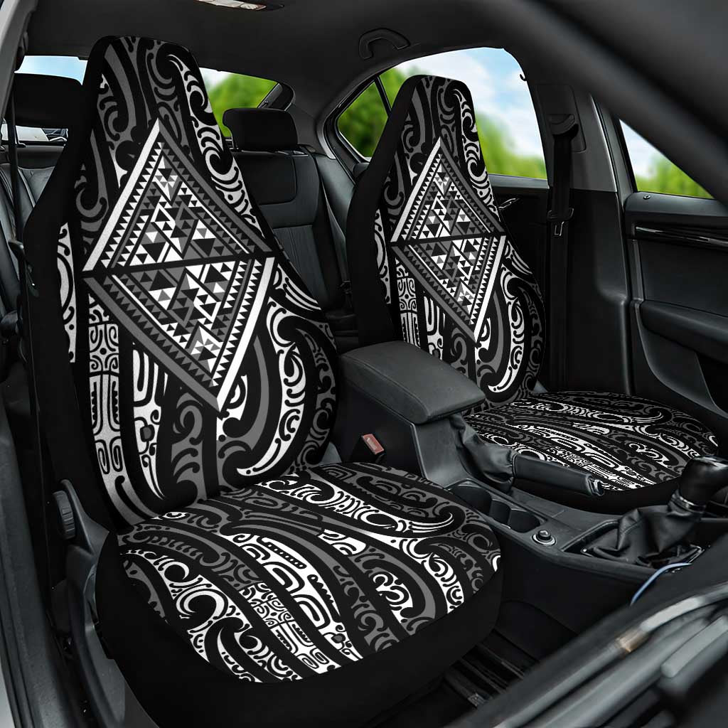 New Zealand Maori Taniko Car Seat Cover Black Kowhaiwhai Puhoro