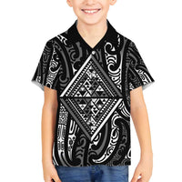 New Zealand Maori Taniko Family Matching Summer Maxi Dress and Hawaiian Shirt Black Kowhaiwhai Puhoro