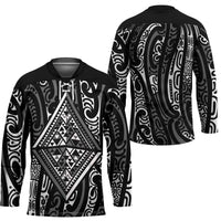 New Zealand Maori Taniko Hockey Jersey Black Kowhaiwhai Puhoro - Polynesian Pride