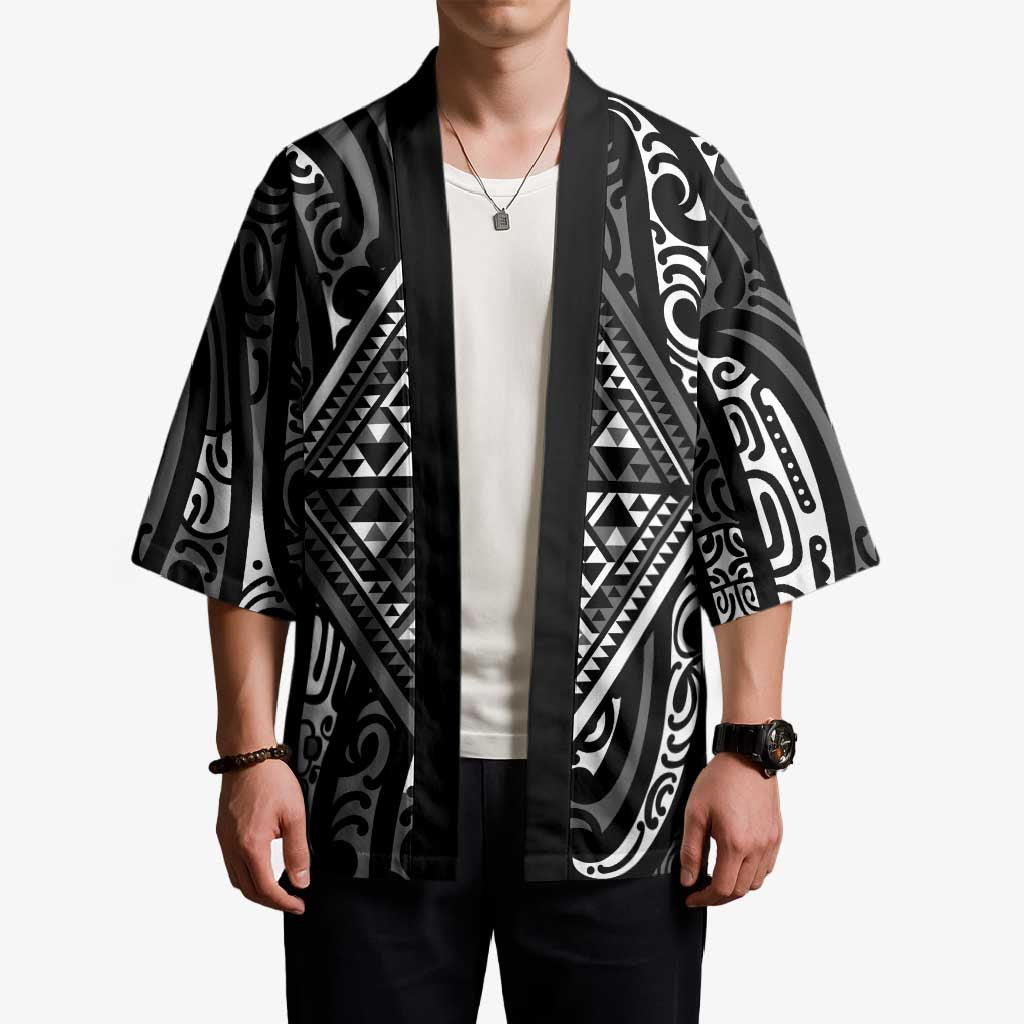 New Zealand Maori Taniko Kimono Black Kowhaiwhai Puhoro - Polynesian Pride