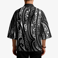 New Zealand Maori Taniko Kimono Black Kowhaiwhai Puhoro - Polynesian Pride