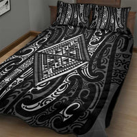 New Zealand Maori Taniko Quilt Bed Set Black Kowhaiwhai Puhoro