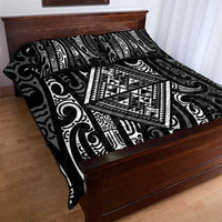 New Zealand Maori Taniko Quilt Bed Set Black Kowhaiwhai Puhoro