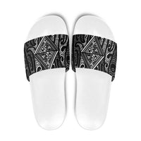 New Zealand Maori Taniko Slide Sandals Black Kowhaiwhai Puhoro - Polynesian Pride