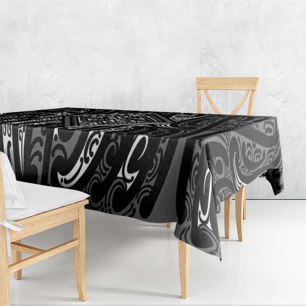 New Zealand Maori Taniko Tablecloth Black Kowhaiwhai Puhoro