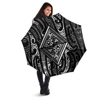 New Zealand Maori Taniko Umbrella Black Kowhaiwhai Puhoro - Polynesian Pride