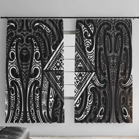 New Zealand Maori Taniko Window Curtain Black Kowhaiwhai Puhoro