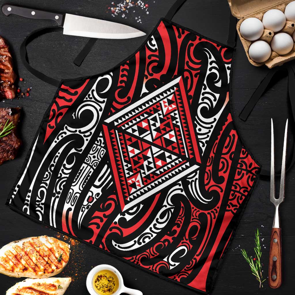 New Zealand Maori Taniko Apron Red Kowhaiwhai Puhoro LT9 Red - Polynesian Pride